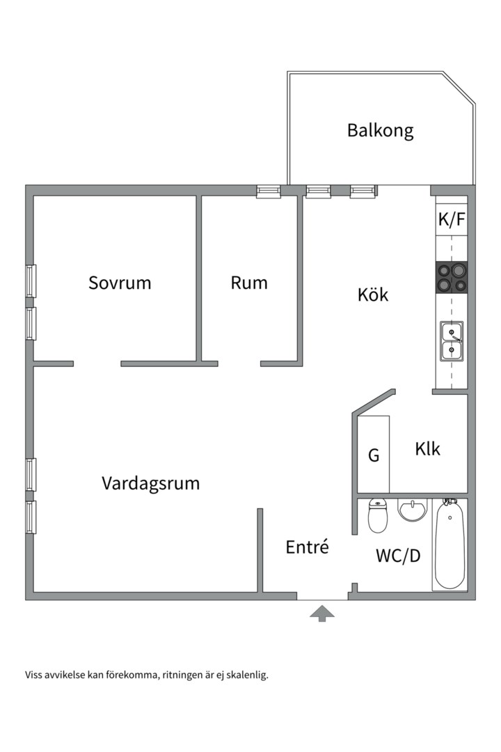 Planlösning från Djäknegatan 24, Såld i Kapellgärdet, Uppsala