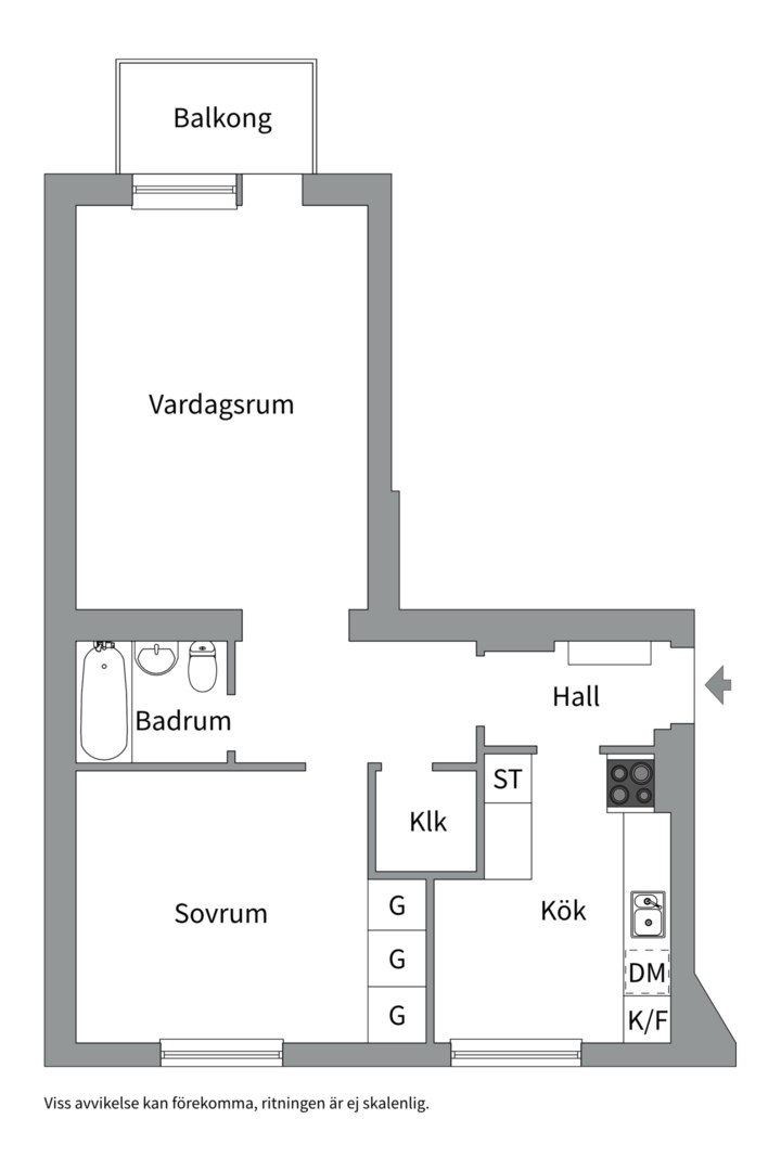 Planlösning från Tegnérgatan 32B, Såld i Luthagen, Uppsala