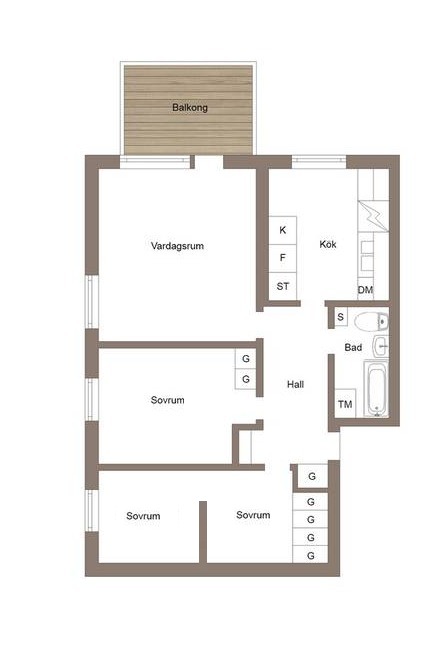 Planlösning från Fasanvägen 32, Såld i Saltängen, Nacka