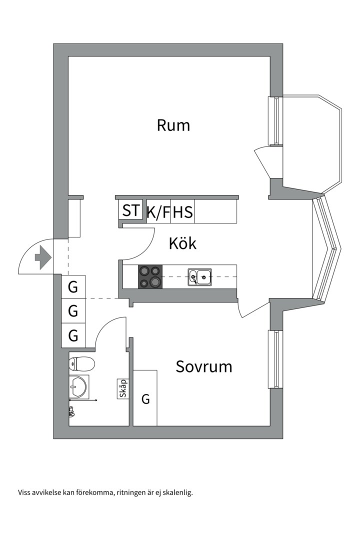 Planlösning från Sibyllegatan 7B, Såld i Luthagen, Uppsala