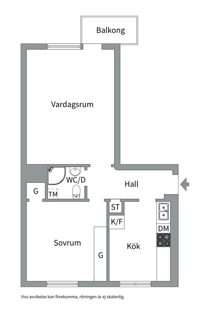 Planlösning från Sköldungagatan 30B, Såld i Svartbäcken, Uppsala