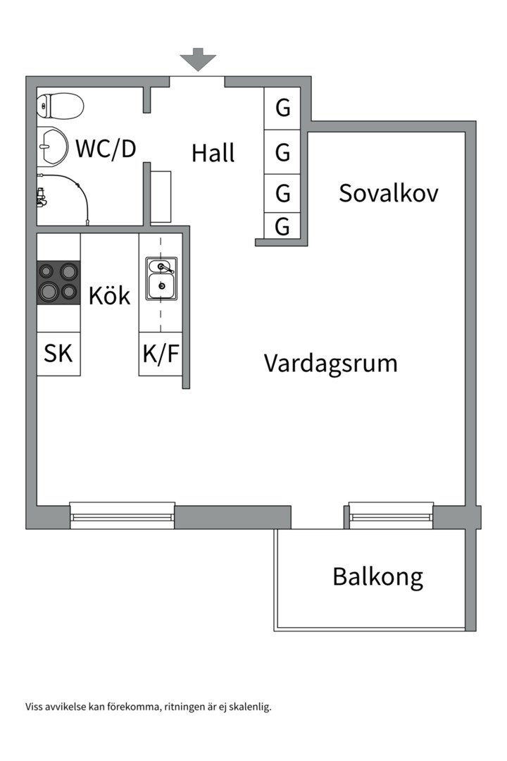 Planlösning från Petterslundsgatan 23B, Såld i Fålhagen, Uppsala