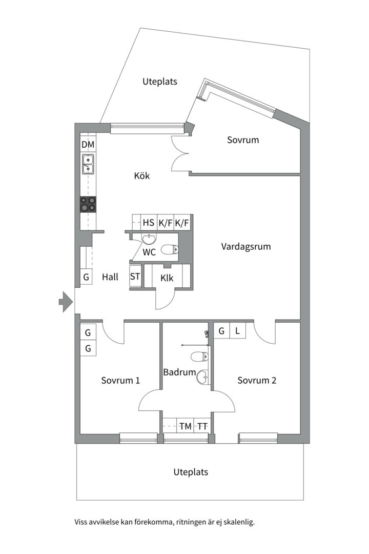 Planlösning från Sickla kanalgata 87, BV, Såld i Hammarby Sjöstad, Stockholm