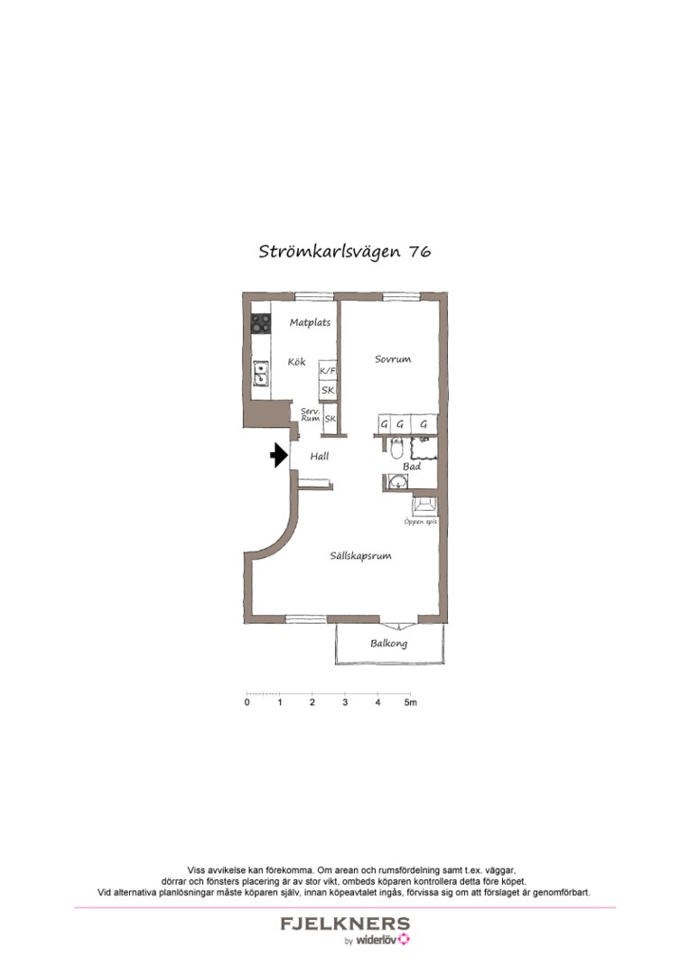 Planlösning från Strömkarlsvägen 76, Såld i Bromma - Smedslätten, Stockholm