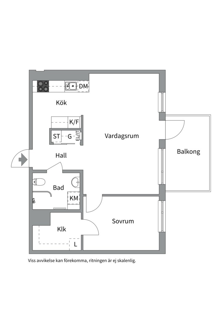 Planlösning från Ljusbärargatan 9, Såld i Kapellgärdet, Uppsala