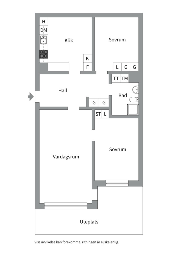 Planlösning från Portalgatan 61, Såld i Kapellgärdet, Uppsala