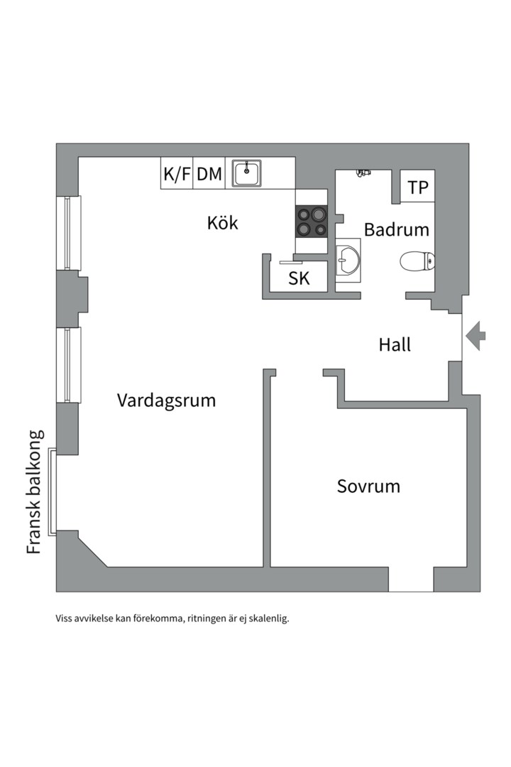 Planlösning från Garverigränd 7, Såld i Järla sjö, Nacka