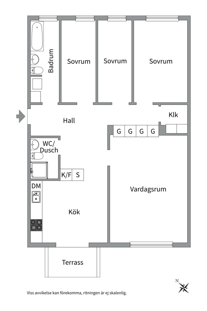 Planlösning från Tövädersgatan 15 B, Såld i Gränby, Uppsala