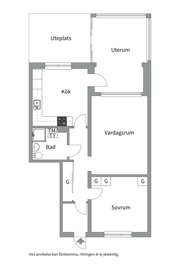 Planlösning från Munters gata 21, Såld i Nyby gård, Uppsala