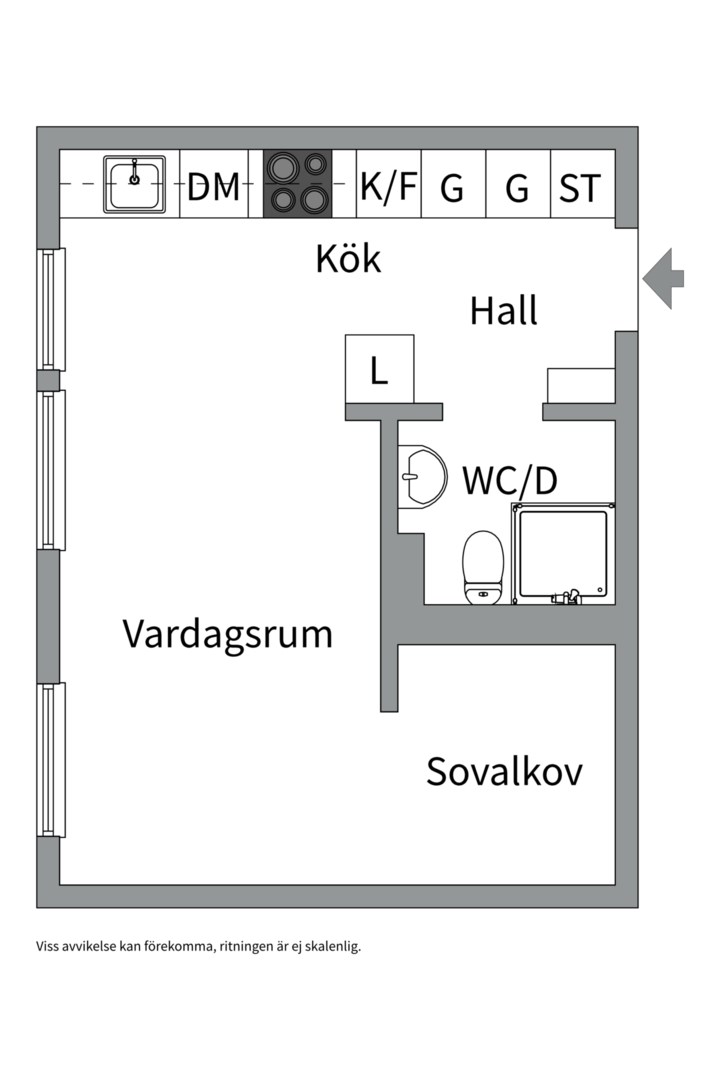 Planlösning från Gimogatan 13A, Såld i Luthagen, Uppsala