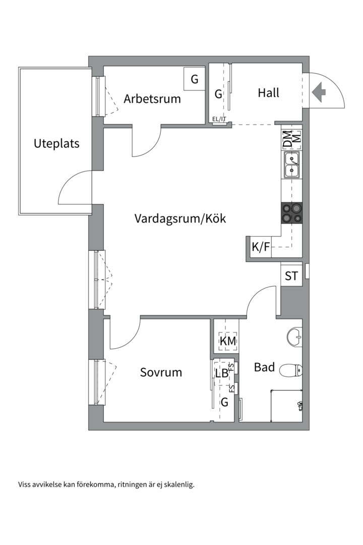 Planlösning från Gösta Wahlströms väg 2B, Såld i Rickomberga, Uppsala