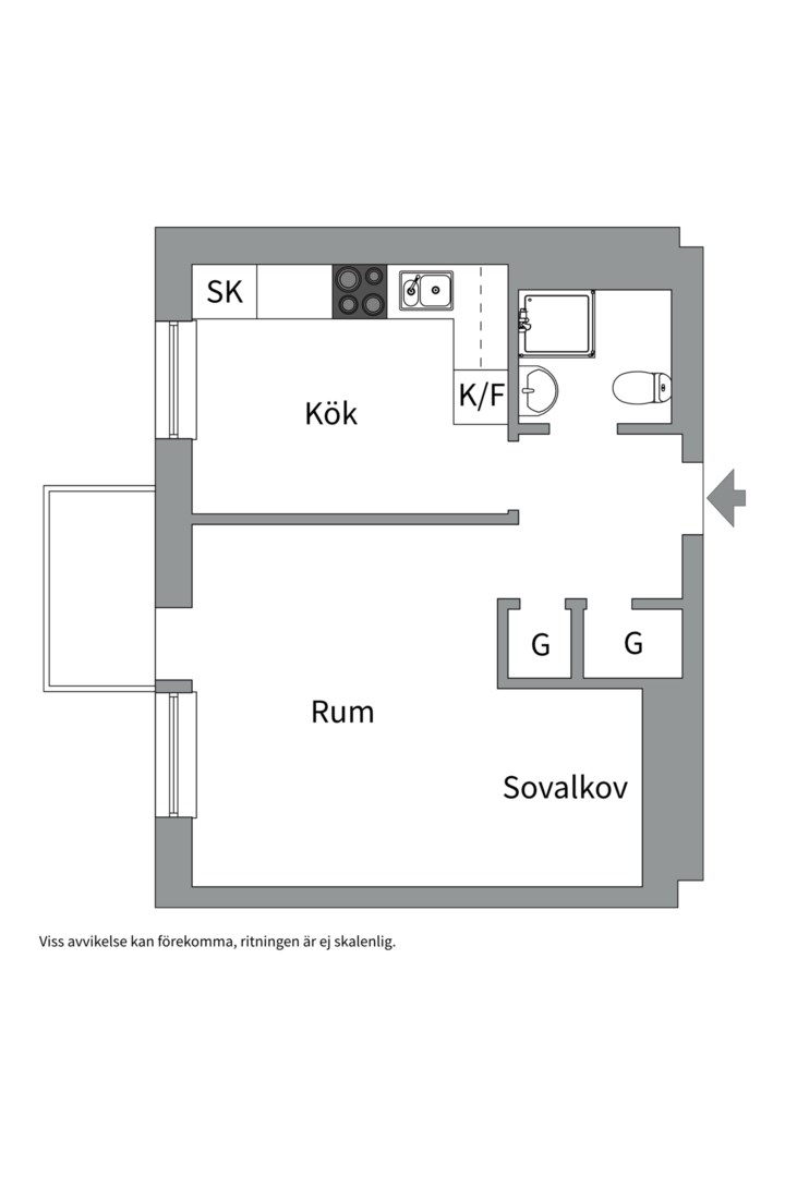 Planlösning från Götgatan 20B, Såld i Luthagen, Uppsala