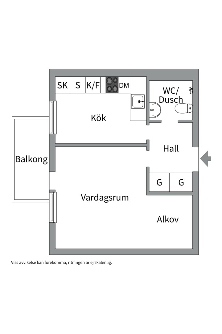 Planlösning från Hjalmar Brantingsgatan 7B, Såld i Fålhagen, Uppsala