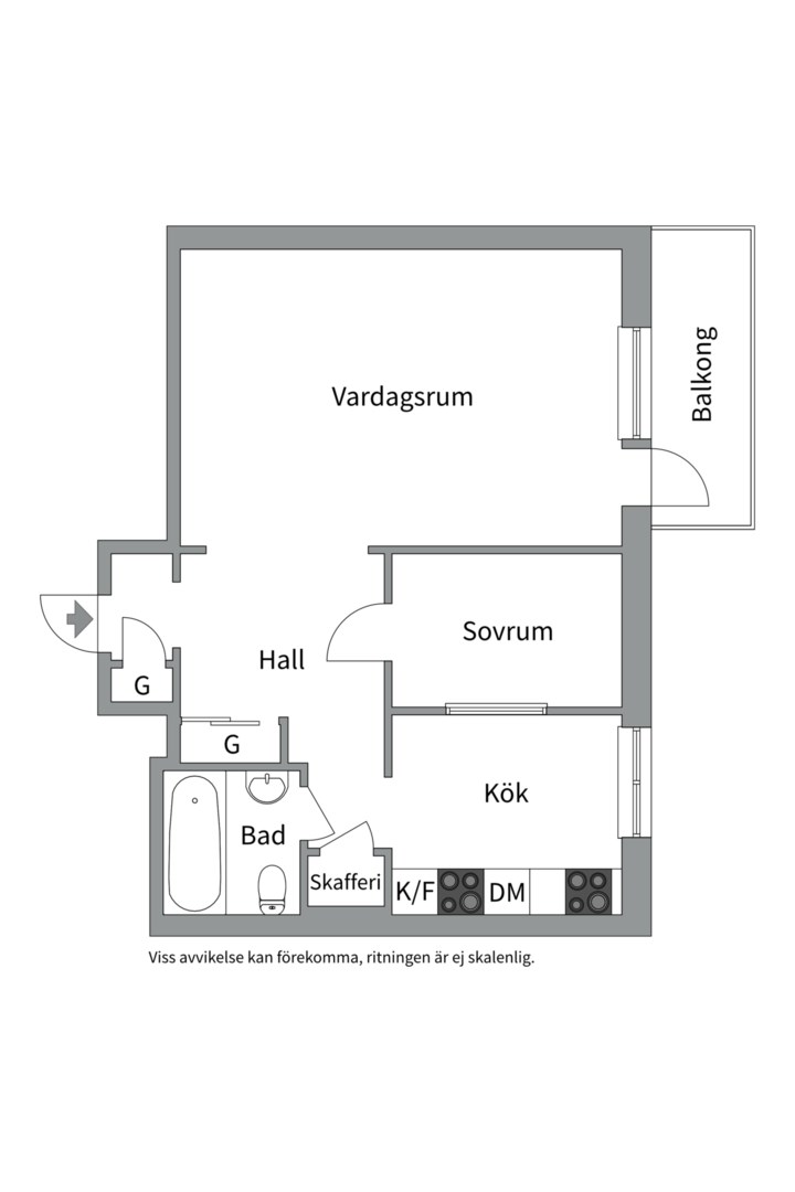 Planlösning från Vaksalagatan 42B, Såld i Höganäs, Uppsala