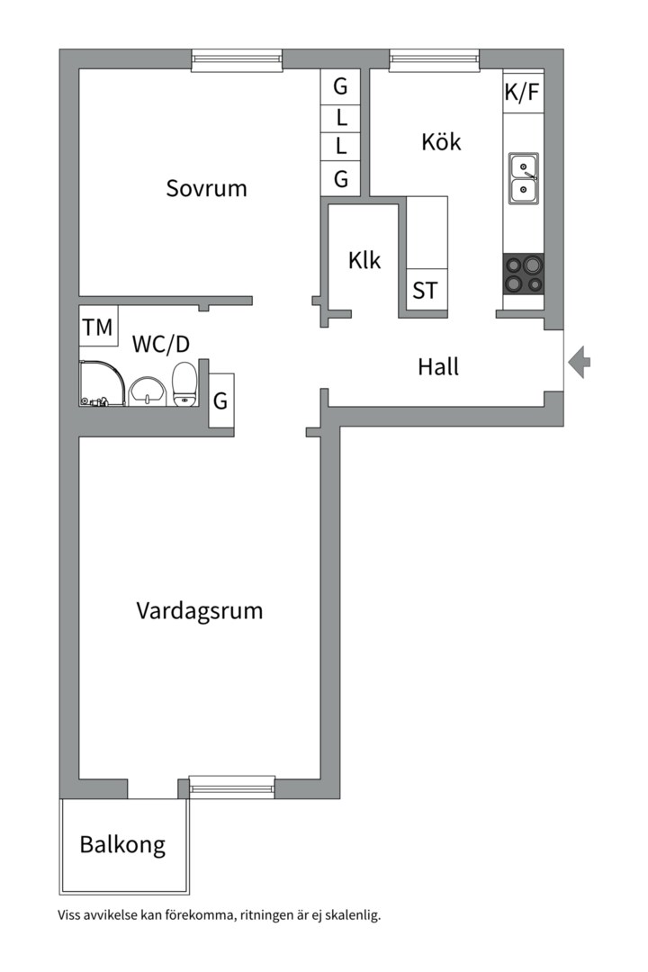 Planlösning från Tegnérgatan 33B, Såld i Luthagen, Uppsala