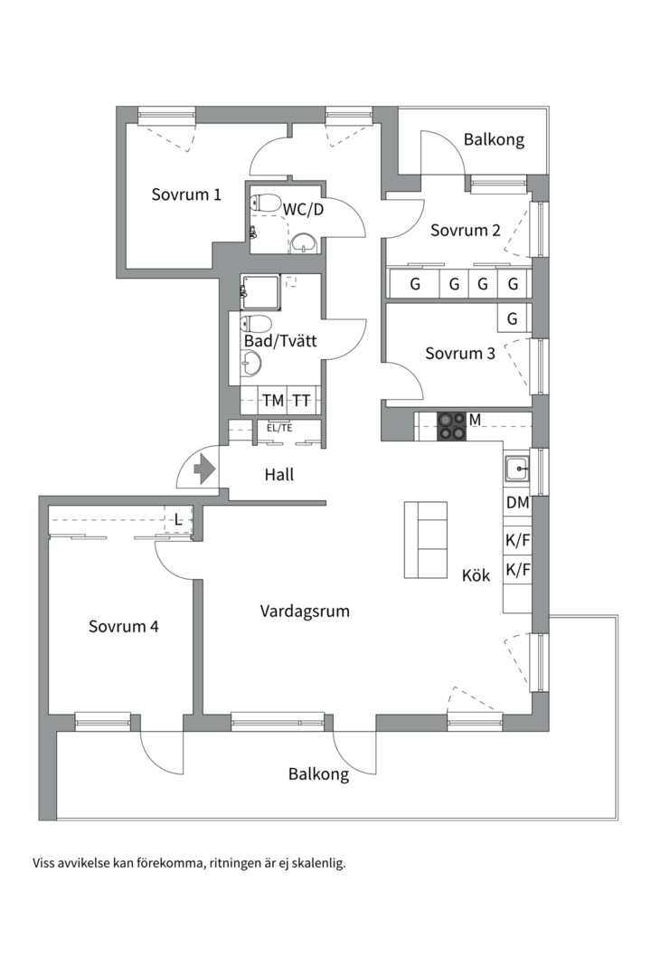 Planlösning från Tre Kronors väg 4, Såld i , Nacka
