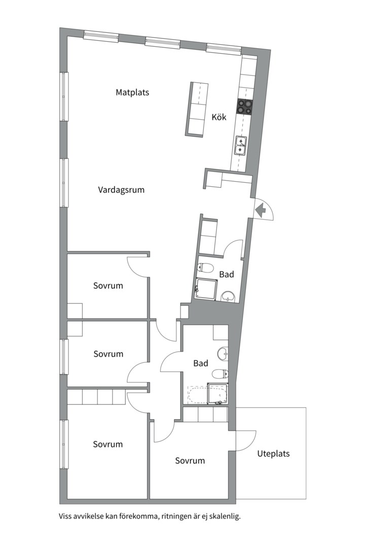 Planlösning från Portalgatan 56, Såld i Kapellgärdet, Uppsala