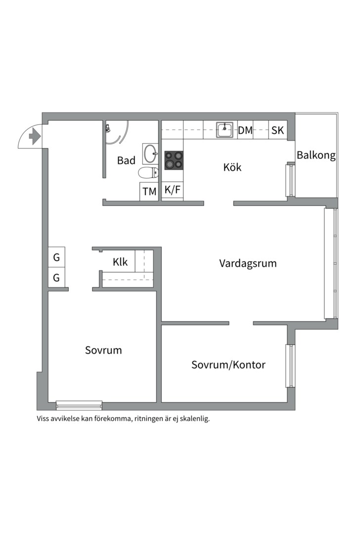 Planlösning från Fredsgatan 3, Såld i Främre Luthagen, Uppsala