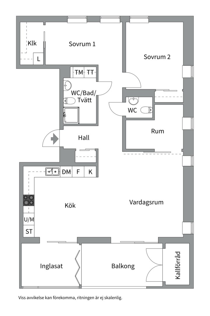 Planlösning från Notuddsallén 26, Såld i Öster Mälarstrand, Västerås