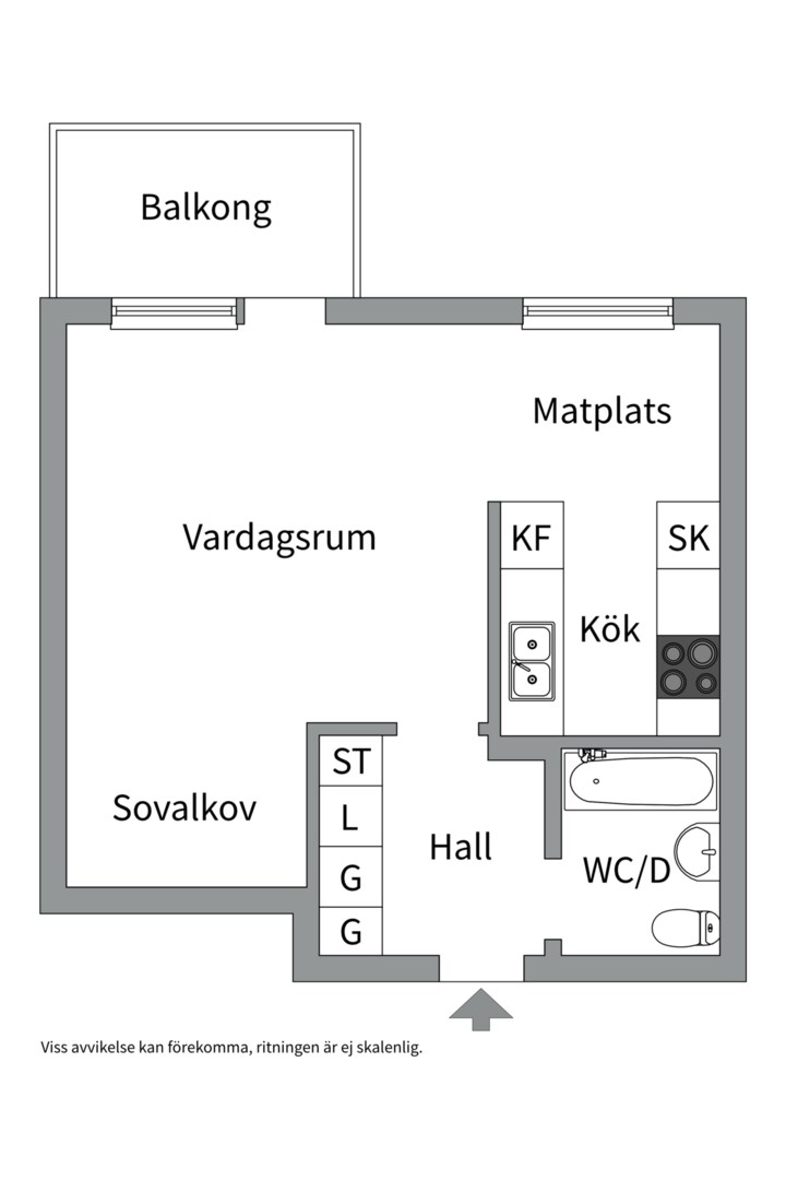 Planlösning från Österängsgatan 14E, Såld i Fålhagen, Uppsala