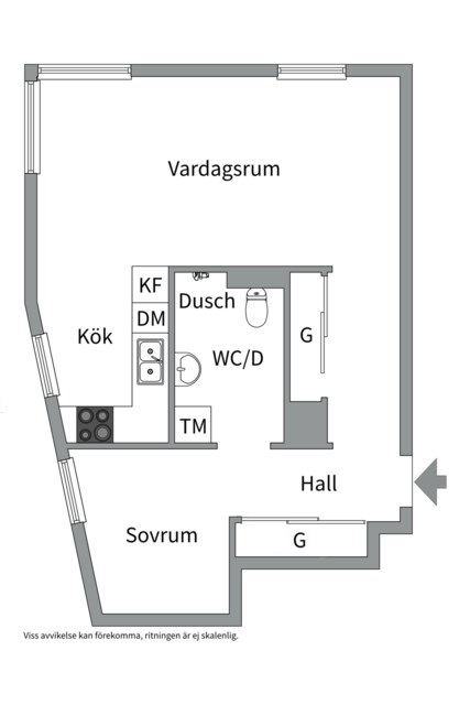 Planlösning från Dragarbrunnsgatan 55B, Såld i Centrum, Uppsala