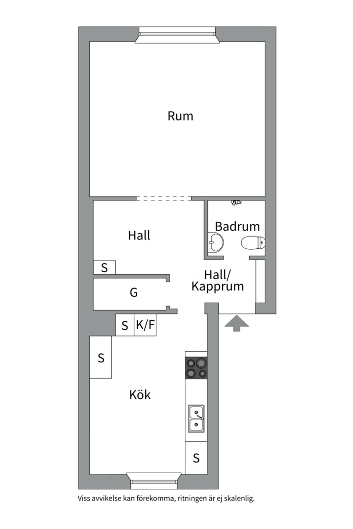Planlösning från S:t Göransgatan 31B, Såld i Fålhagen, Uppsala