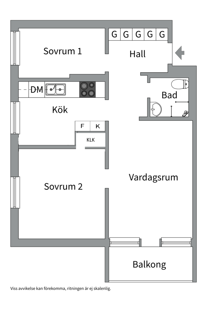 Planlösning från Rekylgatan 14, Såld i Haga, Västerås