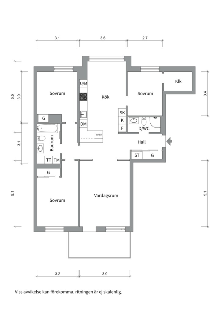 Planlösning från Kungsgatan 91D, Kommande i Kungsängen, Uppsala