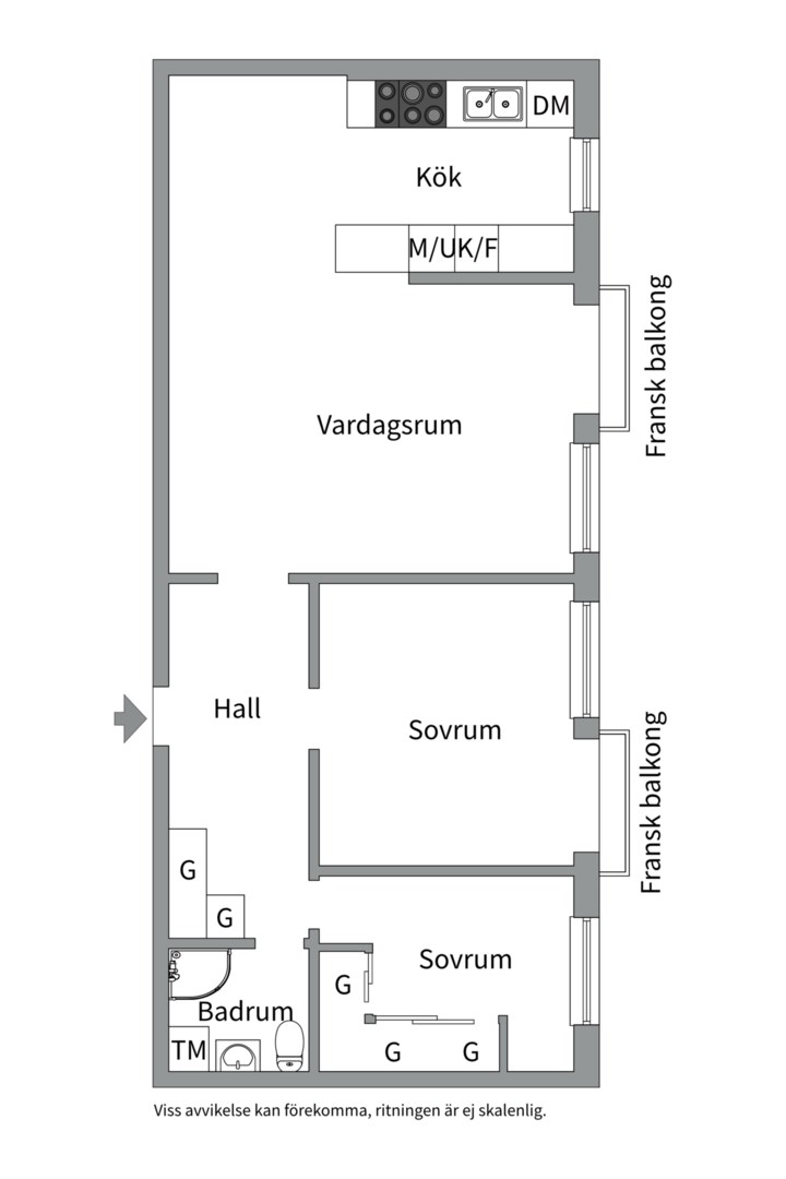 Planlösning från Vasagatan 26A, Såld i City, Västerås