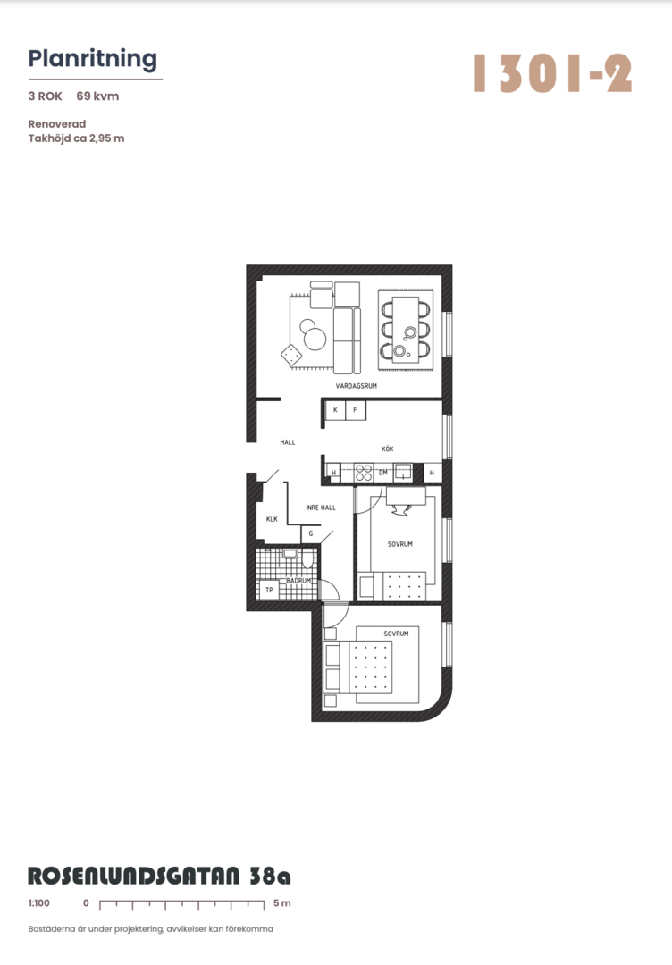 Planlösning från Rosenlundsgatan 38A, 3tr, Såld i Södermalm, Stockholm