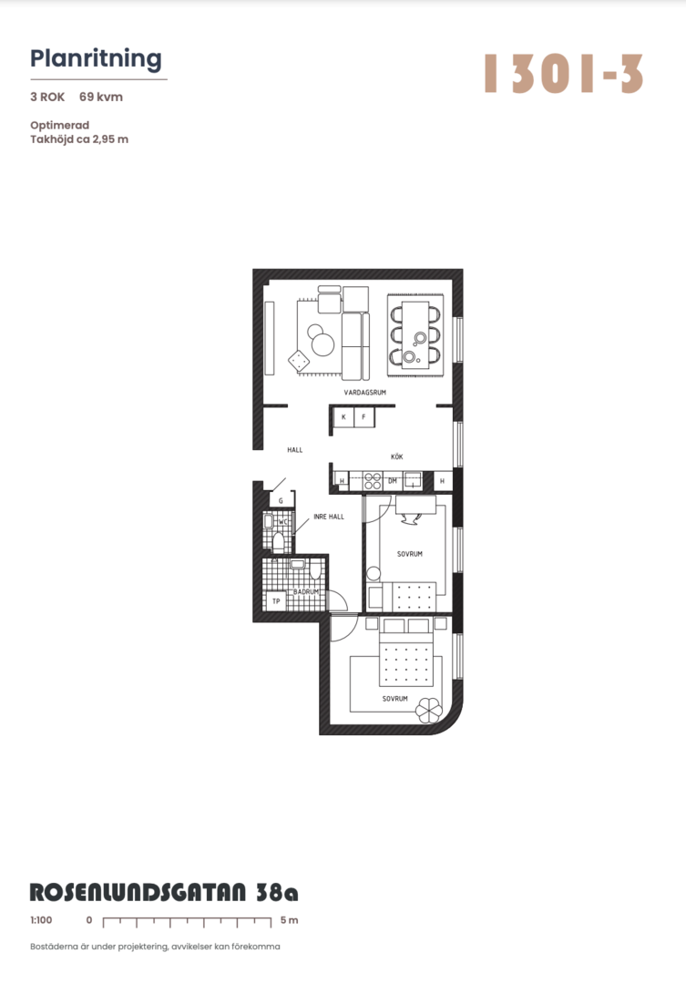 Planlösning från Rosenlundsgatan 38A, 3tr, Såld i Södermalm, Stockholm