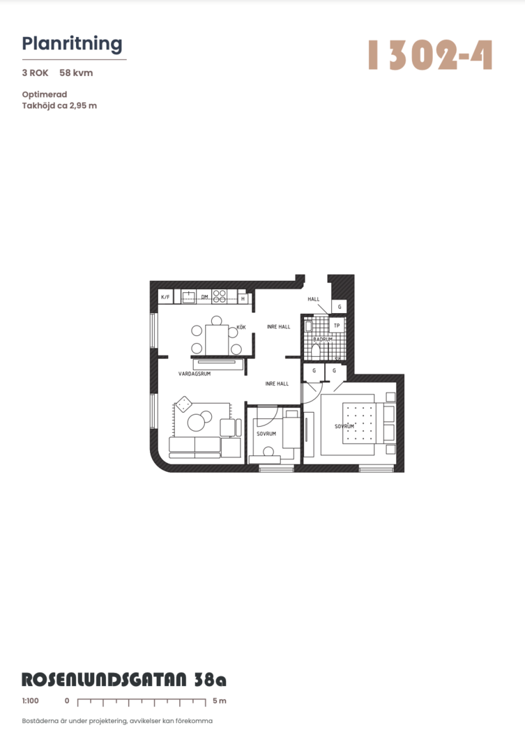 Planlösning från Rosenlundsgatan 38A, 3tr, Såld i Södermalm, Stockholm