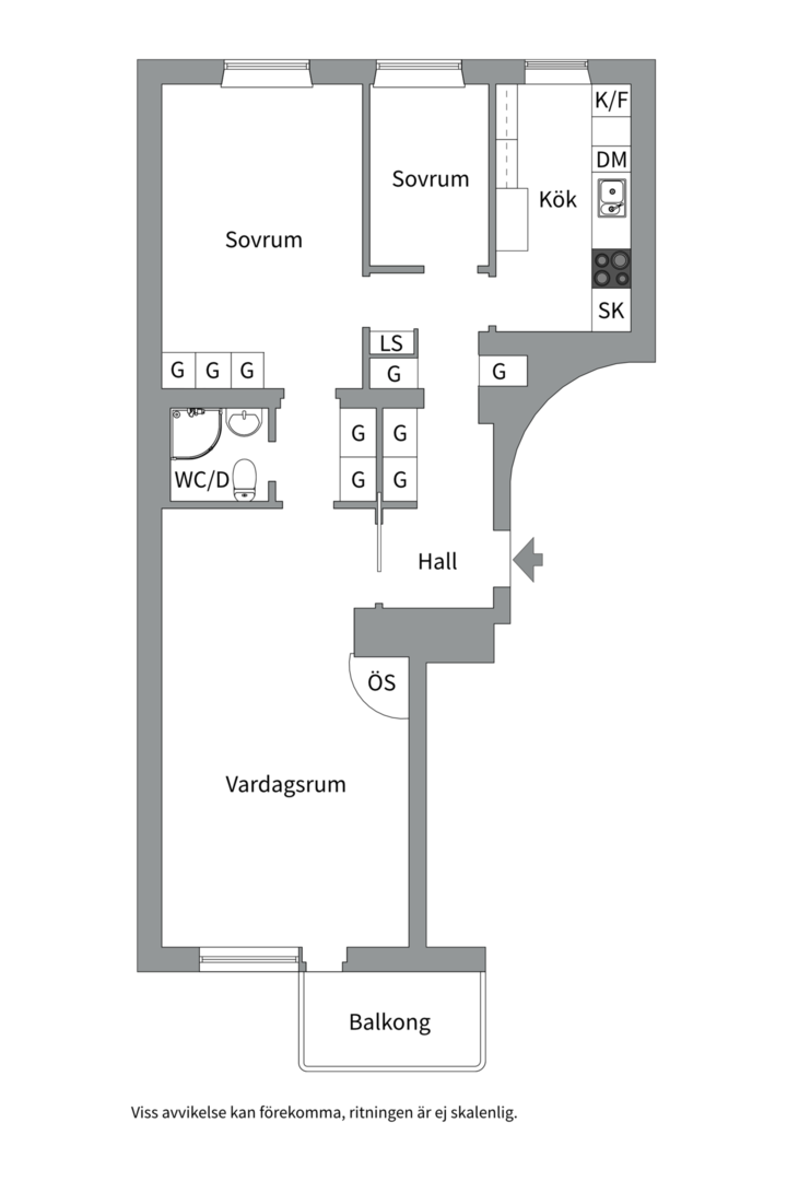 Planlösning från Luthagsesplanaden 21A, Såld i Luthagen, Uppsala