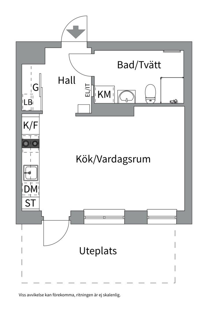 Planlösning från Amanuensgatan 9, Såld i Rosendal, Uppsala