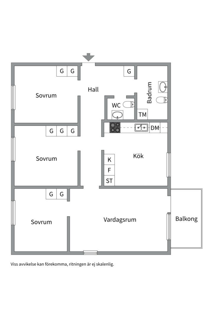 Planlösning från Åskmolnsvägen 95, Såld i Storvreta, Uppsala