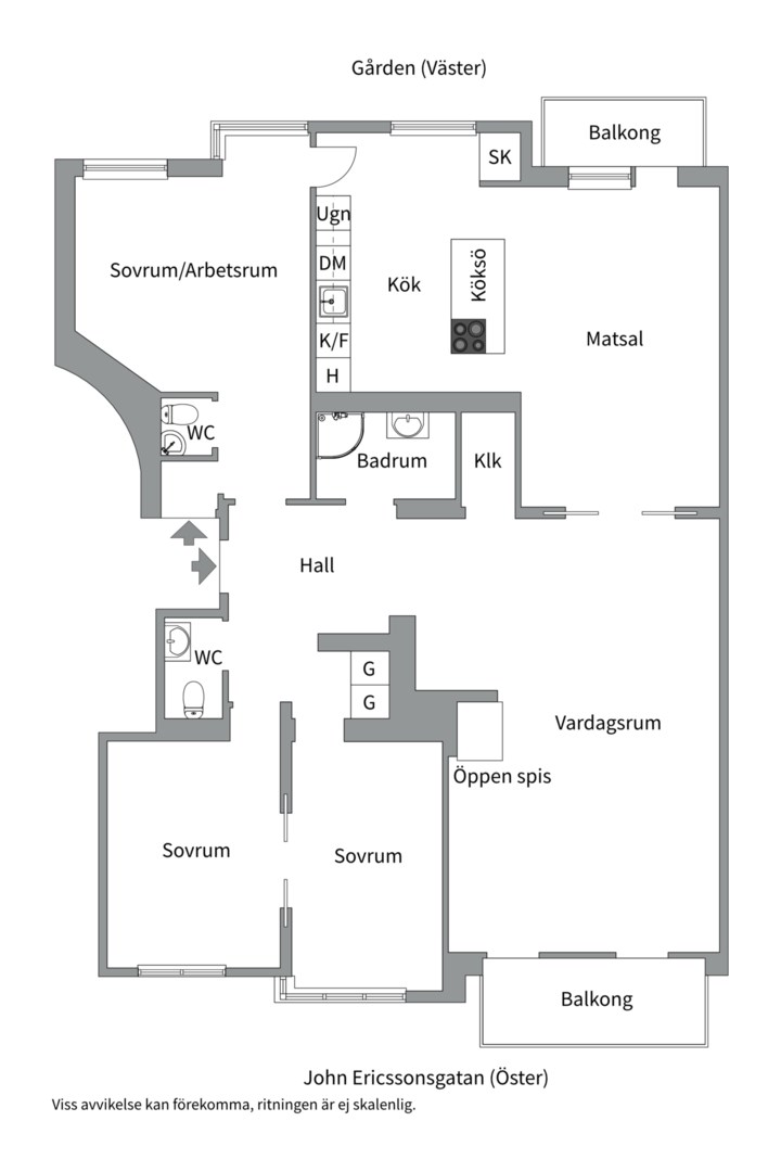 Planlösning från John Ericssonsgatan 3, 3tr, Såld i Kungsholmen, Stockholm