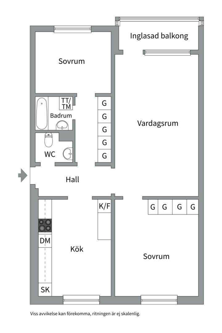 Planlösning från Kungsängsgatan 36F, Såld i Centrum, Uppsala