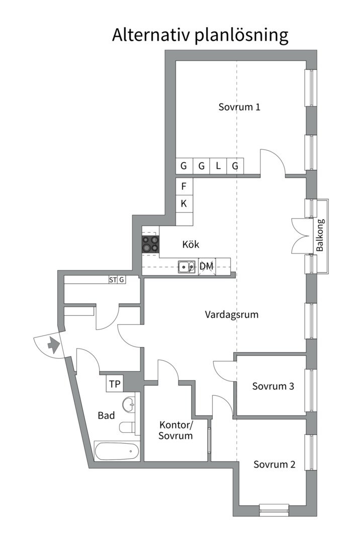 Planlösning från Winborgs Väg 18, Såld i Järla sjö, Nacka