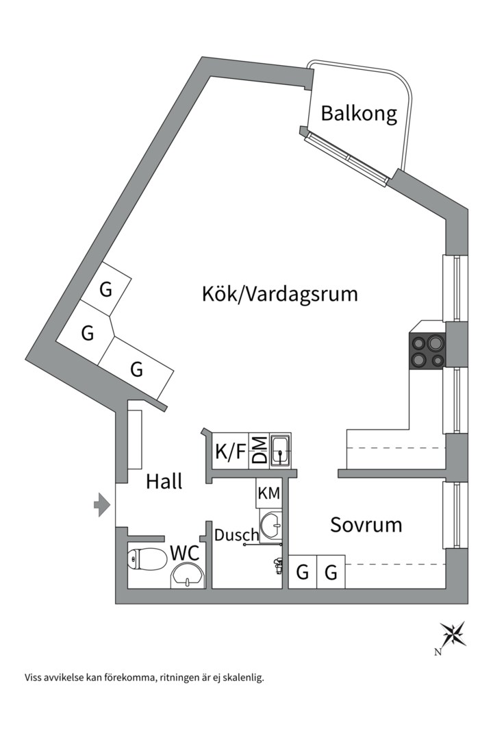 Planlösning från Börjegatan 5 A, Såld i Främre Luthagen, Uppsala
