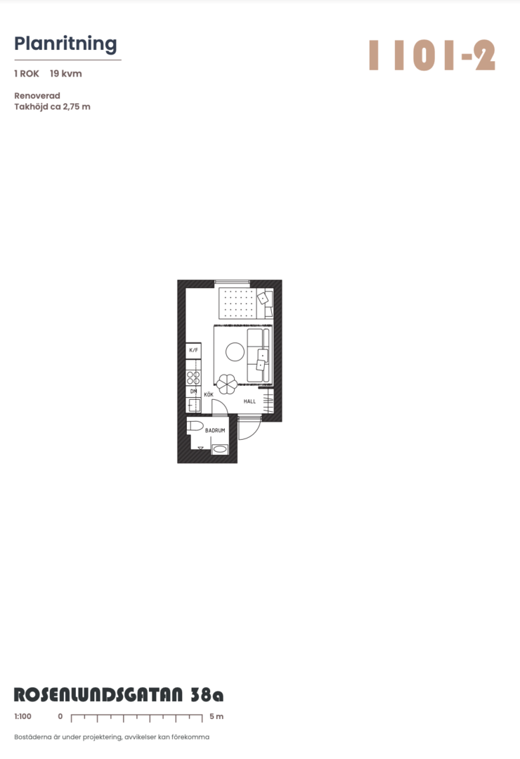 Planlösning från Rosenlundsgatan 38A, 1tr, Såld i Södermalm, Stockholm