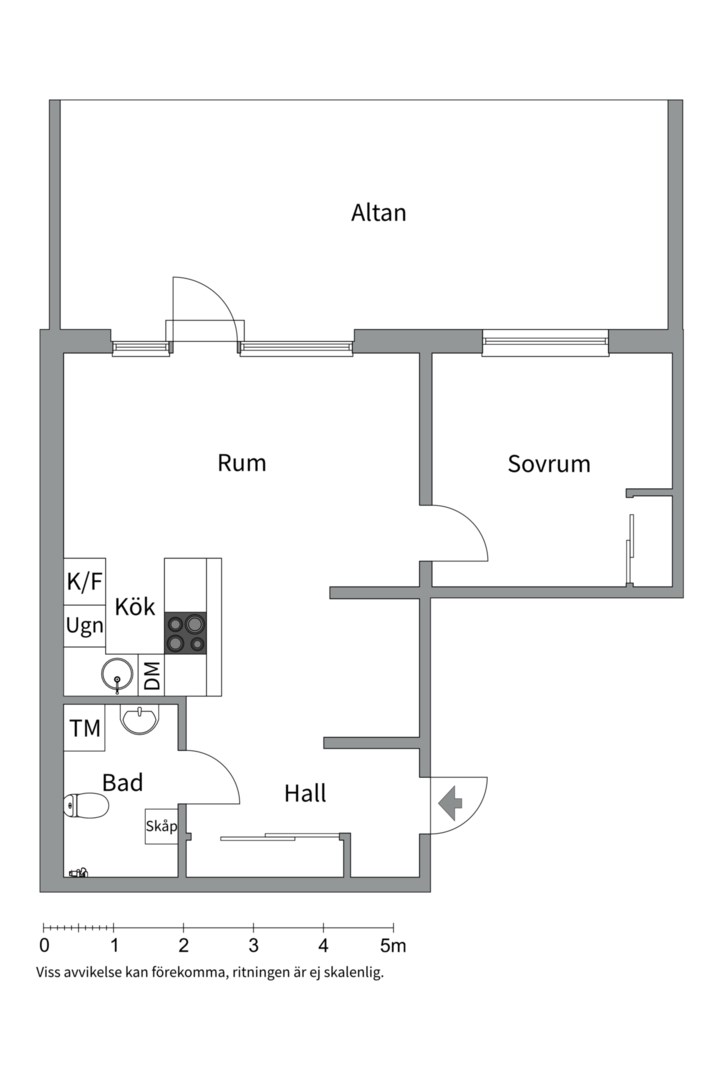 Planlösning från Valthornsvägen 8, Såld i Gottsunda, Uppsala