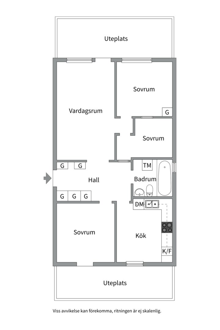 Planlösning från Körvelgatan 43C, Såld i Årsta, Uppsala