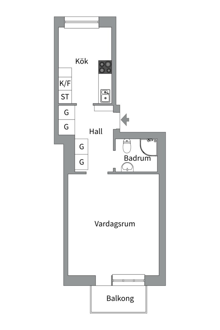Planlösning från Fålhagsleden 6A, Såld i Fålhagen, Uppsala