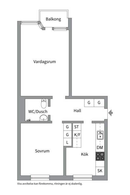Planlösning från Torkelsgatan 30C, Såld i Höganäs, Uppsala