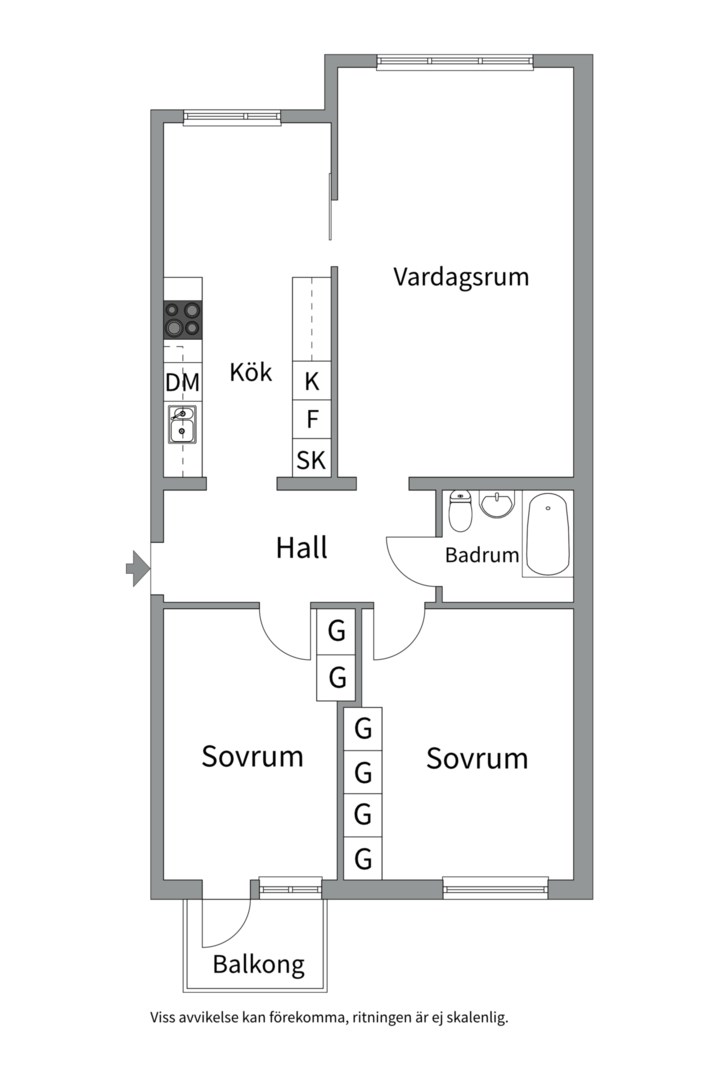 Planlösning från Murargatan 14 D, Såld i Salabacke, Uppsala