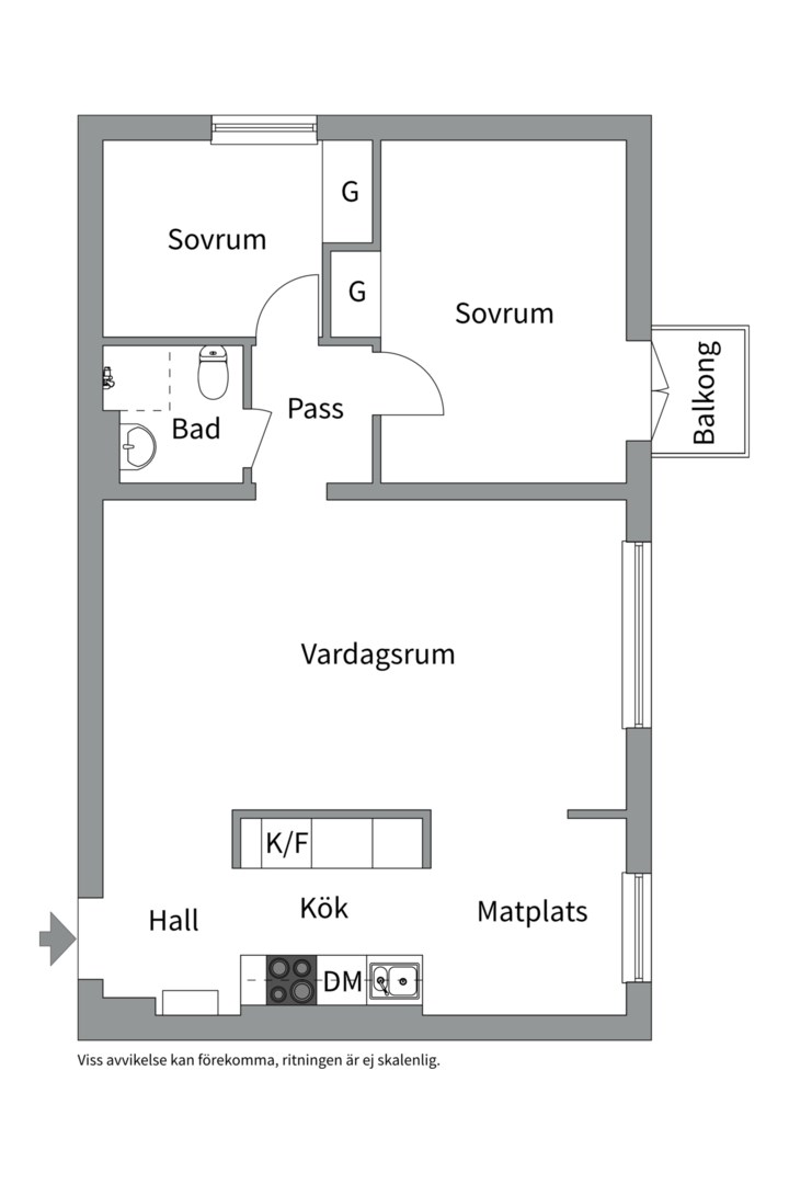 Planlösning från Vallingatan 6A, Såld i Centrum, Västerås