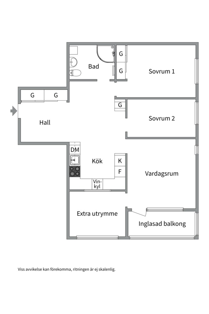 Planlösning från Eriksgatan 10, Såld i Centrum, Enköping