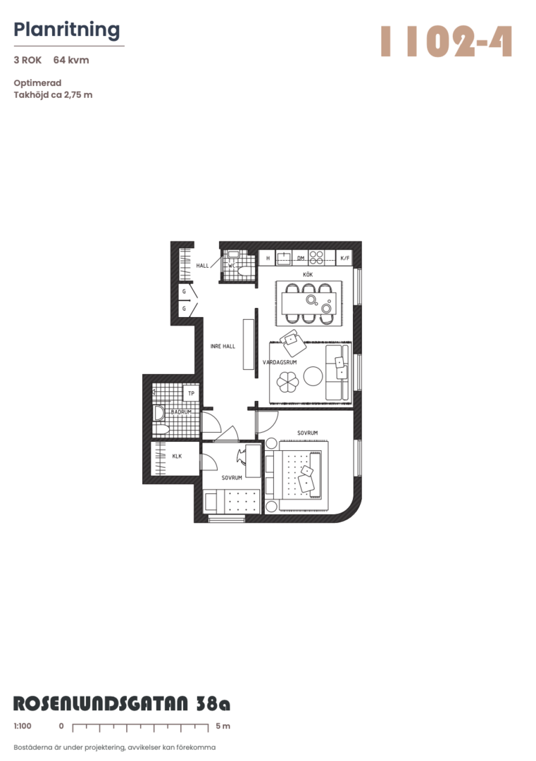 Planlösning från Rosenlundsgatan 38A, 1tr, Såld i Södermalm, Stockholm