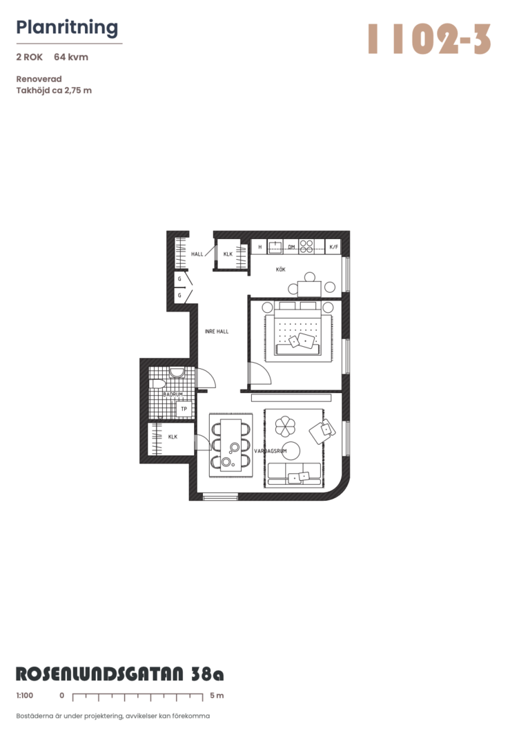 Planlösning från Rosenlundsgatan 38A, 1tr, Såld i Södermalm, Stockholm