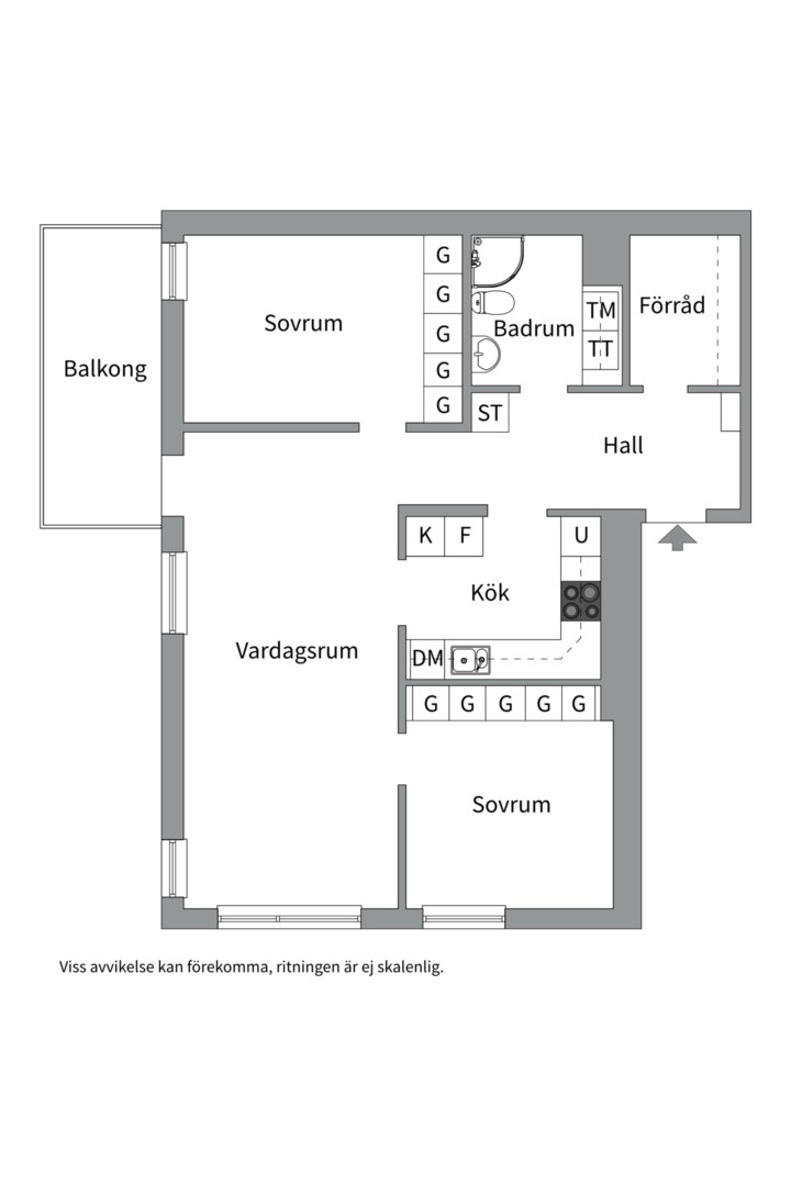Planlösning från Råbyvägen 42B, Såld i Kvarngärdet, Uppsala
